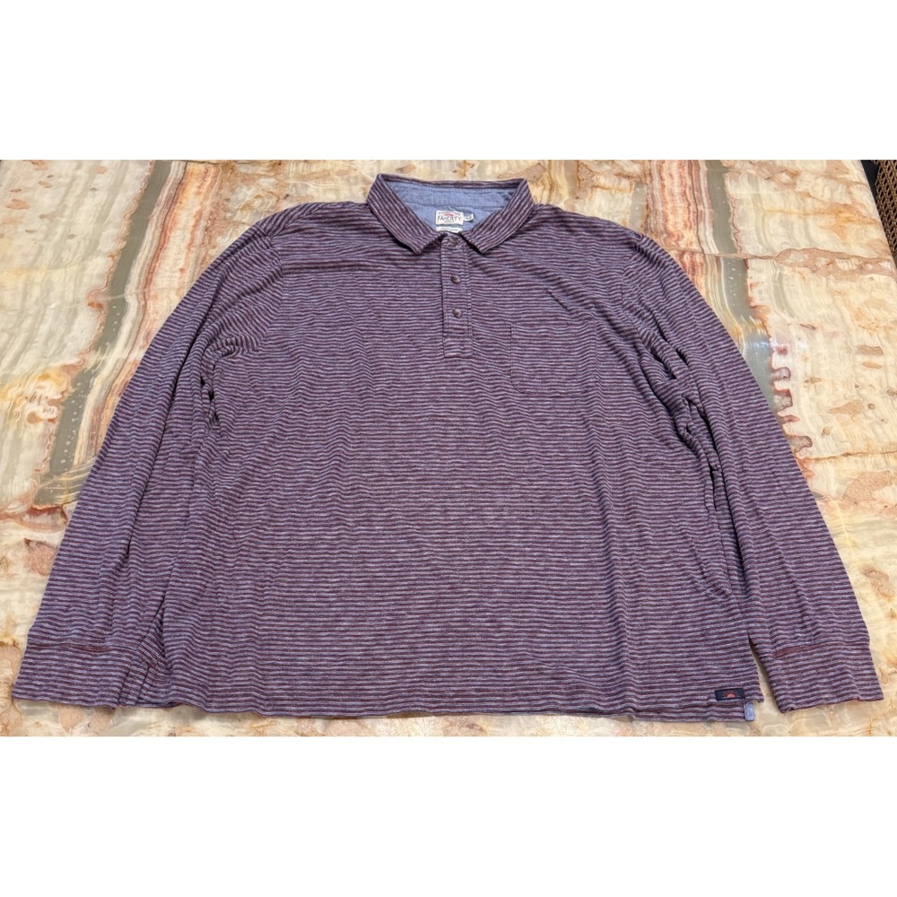 Faherty Mens Polo Shirt Maroon Gray Luxe Striped Heather Long-Sleeve Size XL